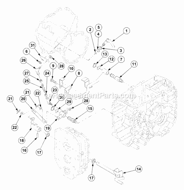 T/M Controls Diagram and Parts List for 7532 54AF44G-710, 54AH44G-710, 54AN44G-710 Cub Cadet Lawn Tractor